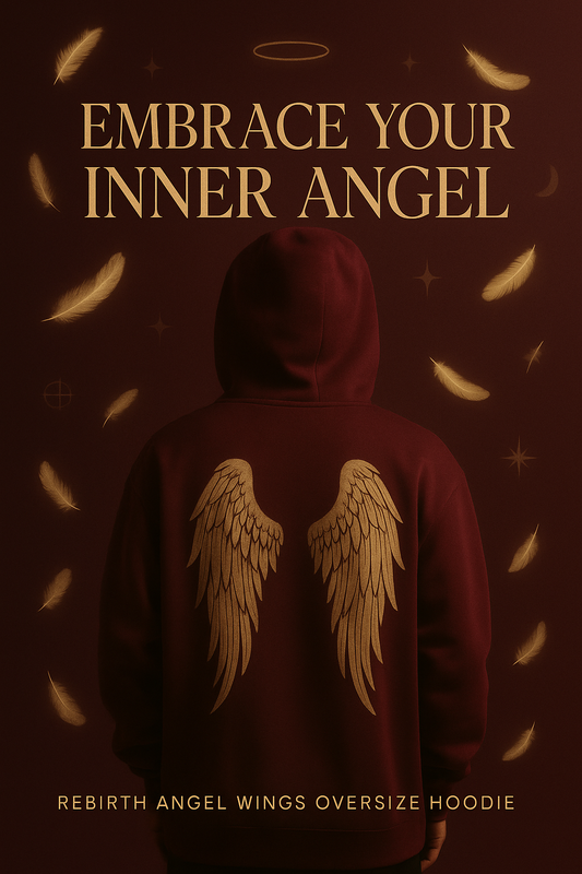 Embrace Your Inner Angel: The Rebirth Angel Wings Oversize Hoodie in Burgundy