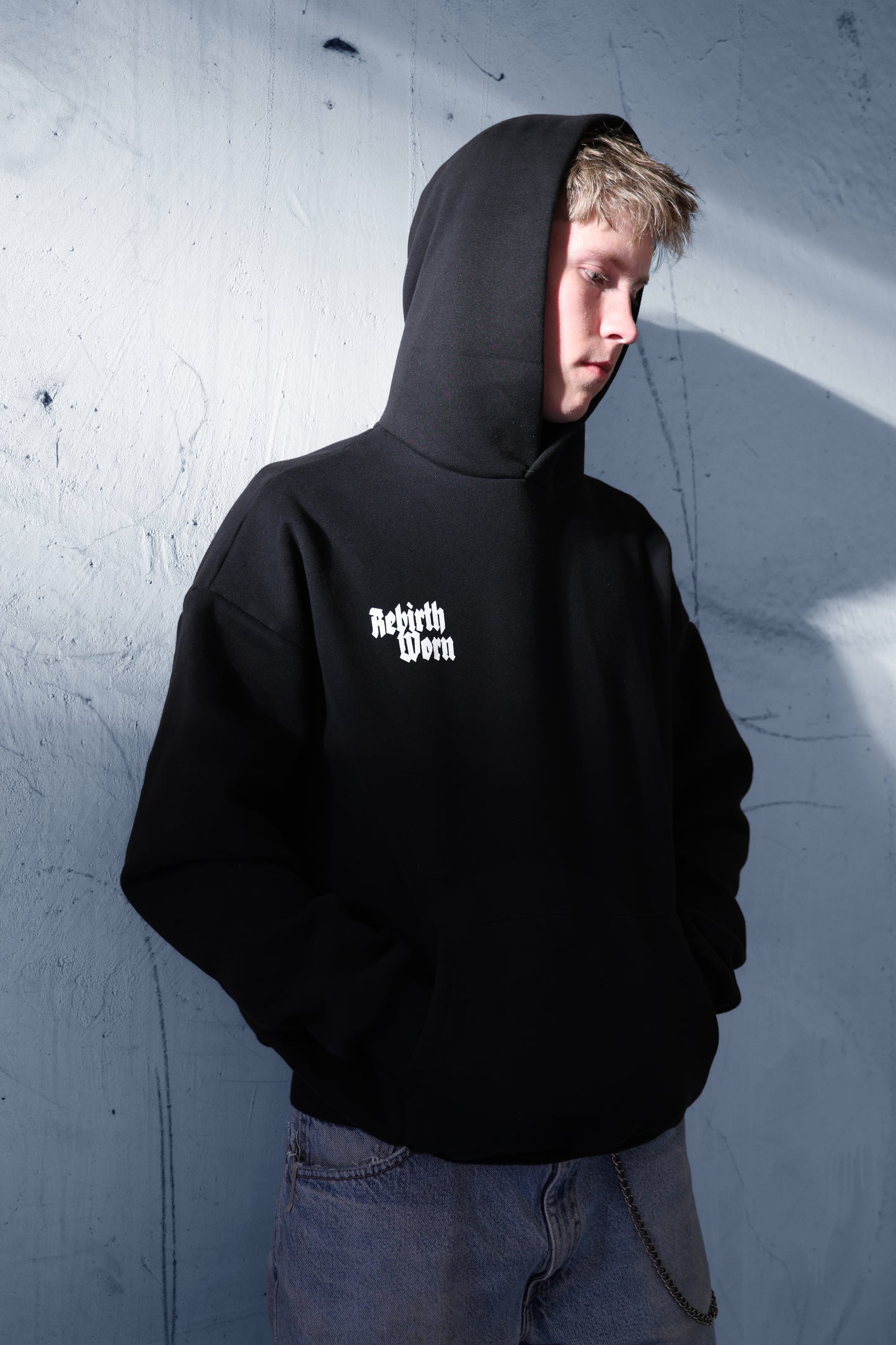 Rebirth Angel Oversize hoodie - Front view displaying premium heavyweight cotton blend and oversized fit